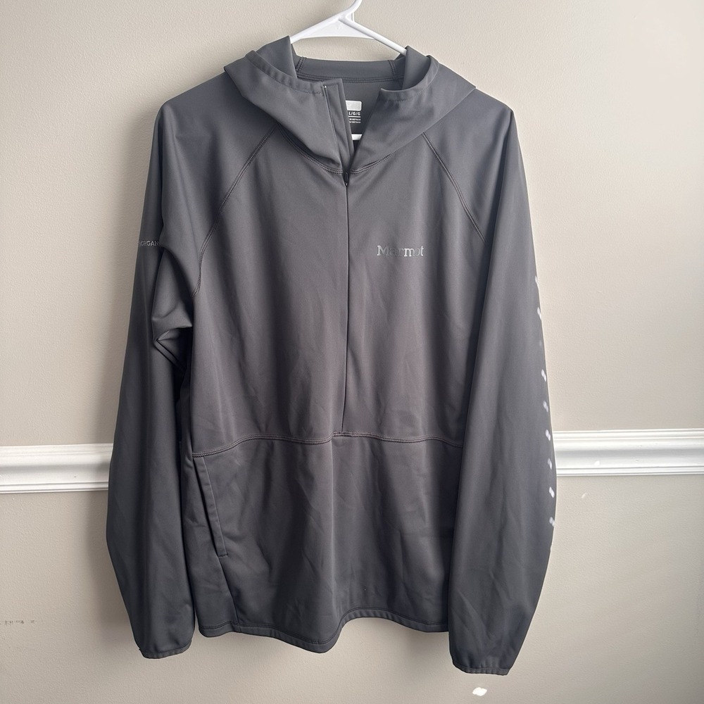 Marmot Zenyatta 1/2 Zip Hoodie Mens L Gray Pullover Soft Jacket Layer Hiking